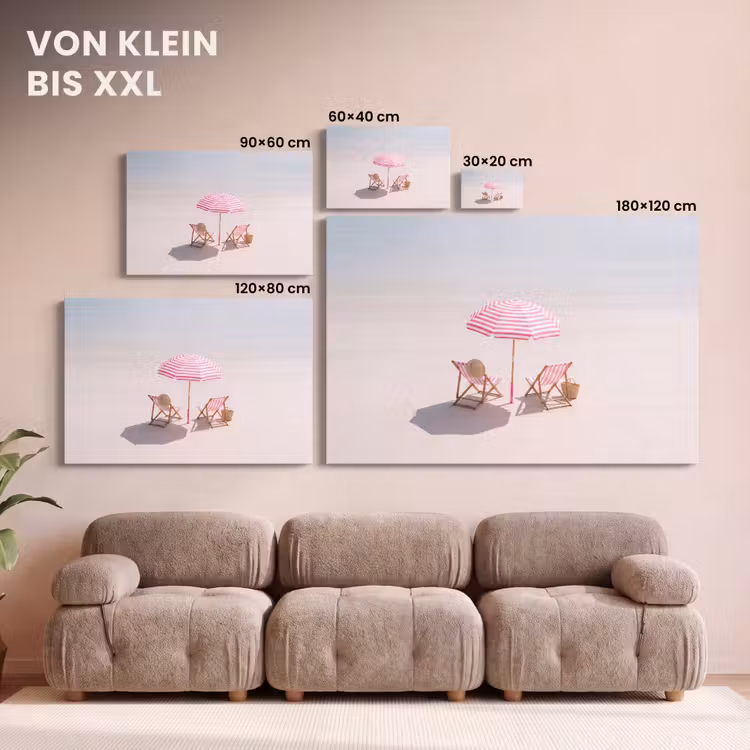 Strand - Parasol - Ligstoel - Zomer - Roze canvas 2cm klein -Xsfeer8_DE