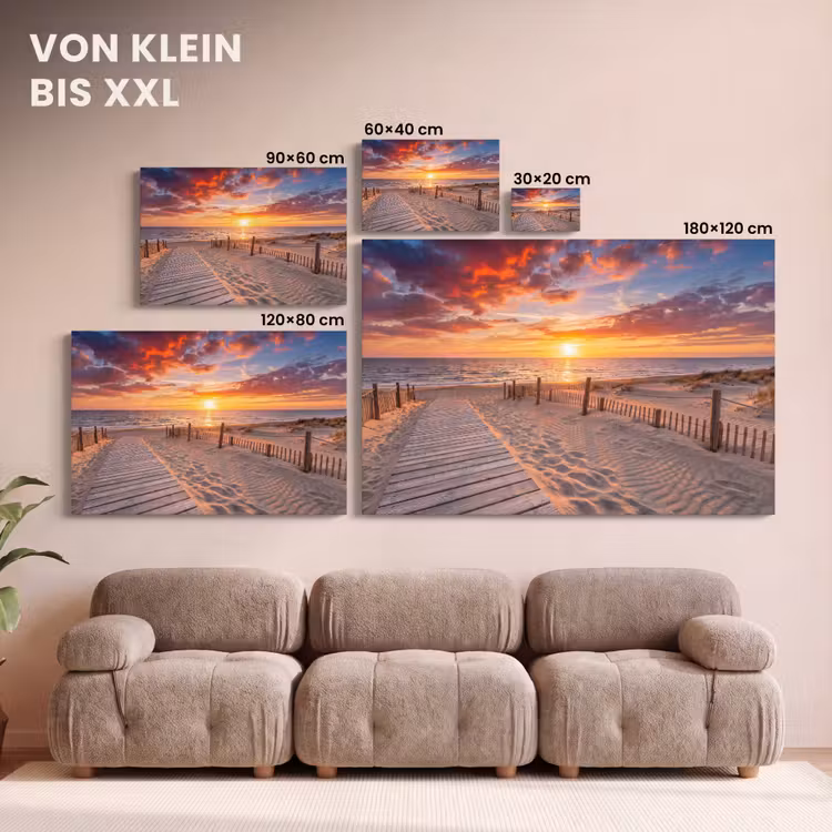 Strand - Zonsondergang - Zee - Natuur - Oranje canvas 2cm klein -Xsfeer8_DE