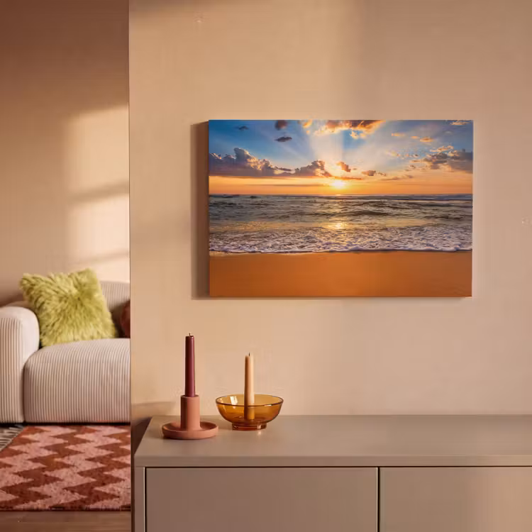 Strand - Zonsondergang - Zee - Wolken - Horizon canvas 2cm klein -sfeer1
