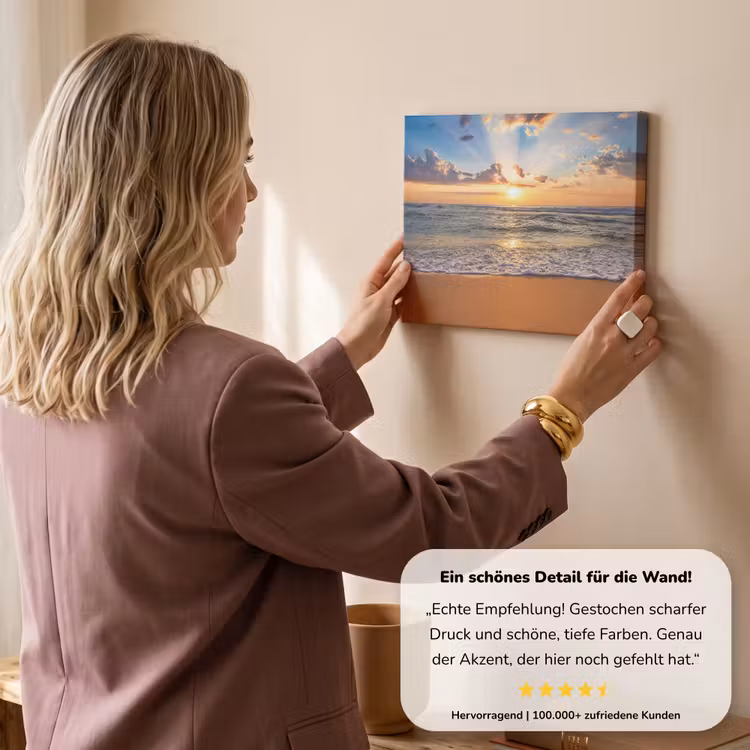 Strand - Zonsondergang - Zee - Wolken - Horizon canvas 2cm klein -Xsfeer7_DE