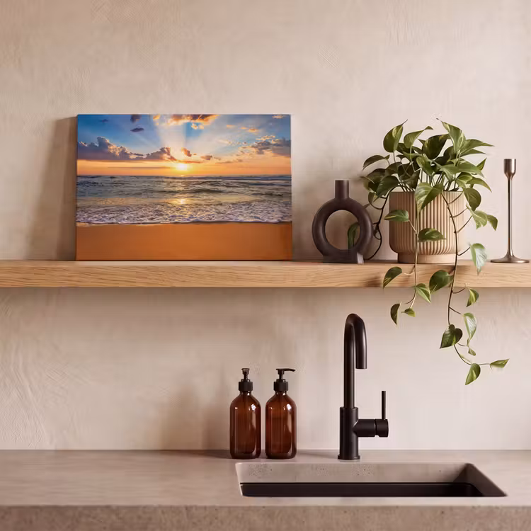 Strand - Zonsondergang - Zee - Wolken - Horizon canvas 2cm klein -sfeer3
