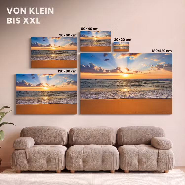 Strand - Zonsondergang - Zee - Wolken - Horizon canvas 2cm klein -Xsfeer8_DE