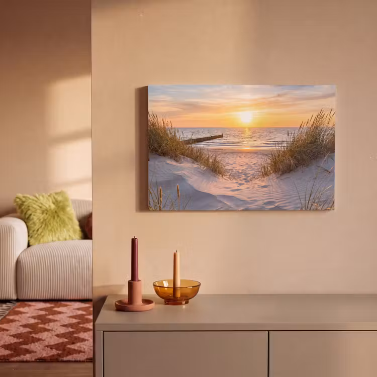 Strand - Zonsondergang - Natuur - Landschap canvas 2cm klein -sfeer1