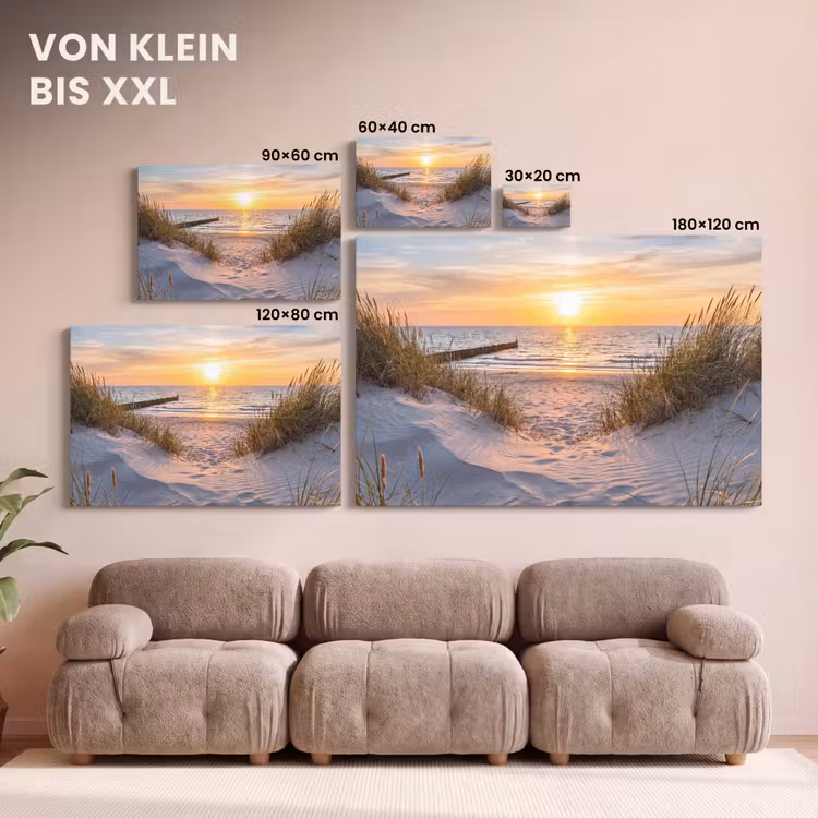Strand - Zonsondergang - Natuur - Landschap canvas 2cm klein -Xsfeer8_DE
