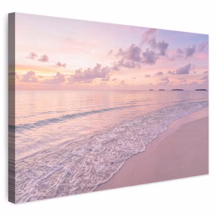Strand - Zonsondergang - Natuur - Minimalistisch - Roze canvas 2cm klein -3d