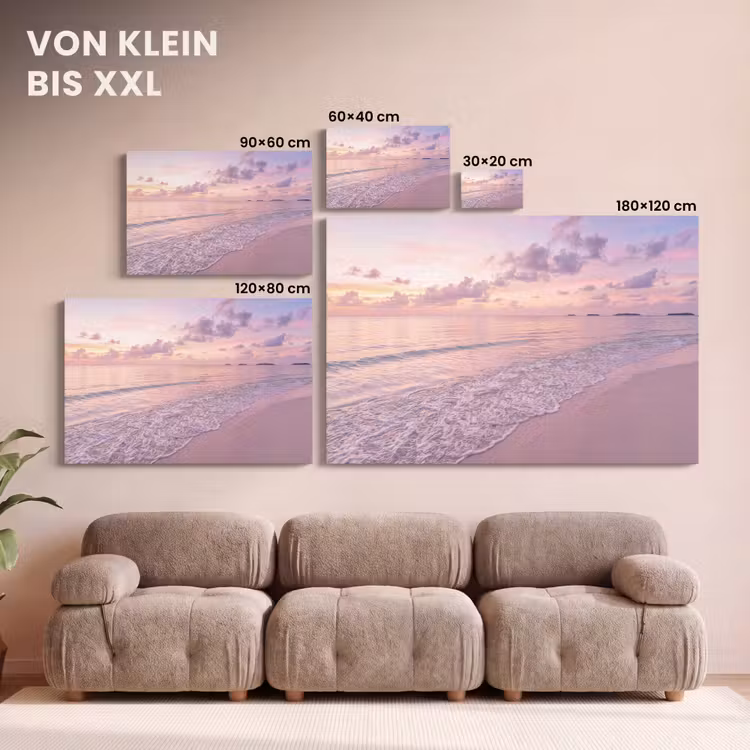 Strand - Zonsondergang - Natuur - Minimalistisch - Roze canvas 2cm klein -Xsfeer8_DE