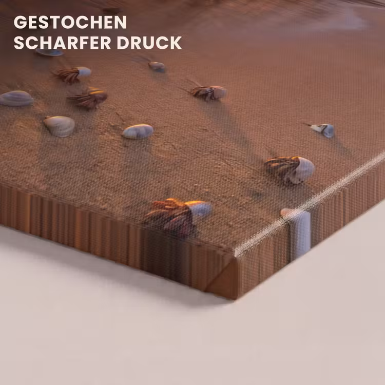 Strand - Zonsondergang - Palmbomen - Natuur - Oranje canvas 2cm klein -closeup_print_DE