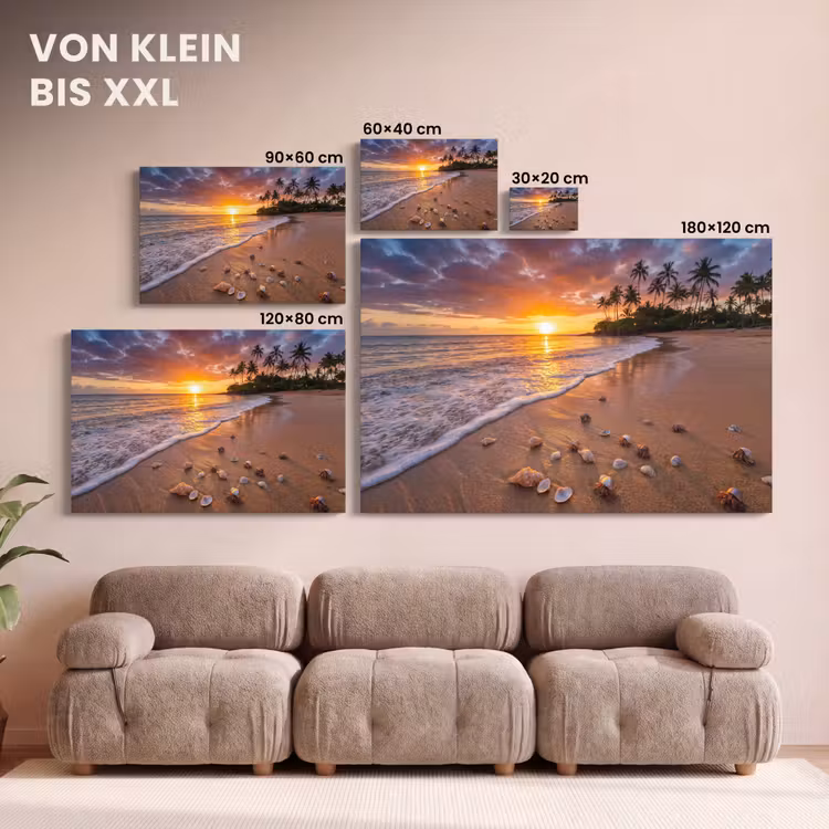 Strand - Zonsondergang - Palmbomen - Natuur - Oranje canvas 2cm klein -Xsfeer8_DE