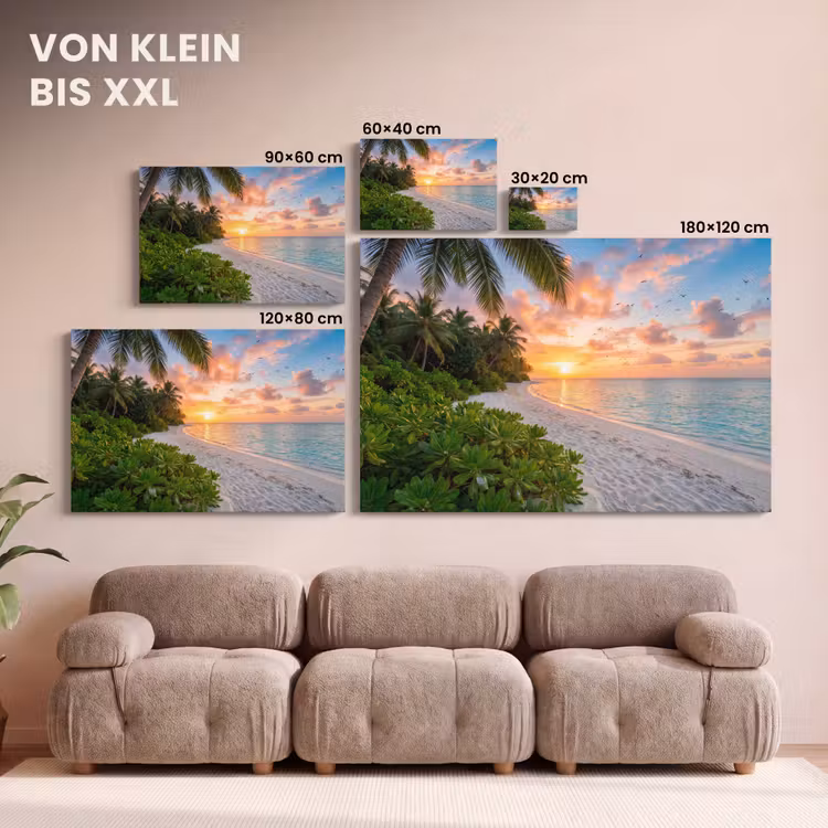 Strand - Zonsondergang - Palmbomen - Tropisch - Natuur canvas 2cm klein -Xsfeer8_DE