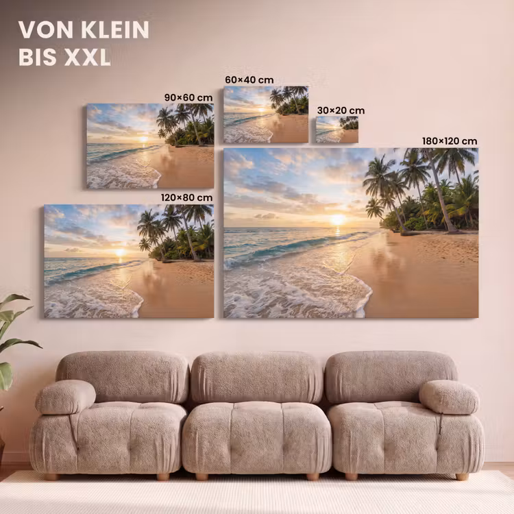 Strand - Zonsondergang - Tropisch - Natuur - Goud canvas 2cm klein -Xsfeer8_DE