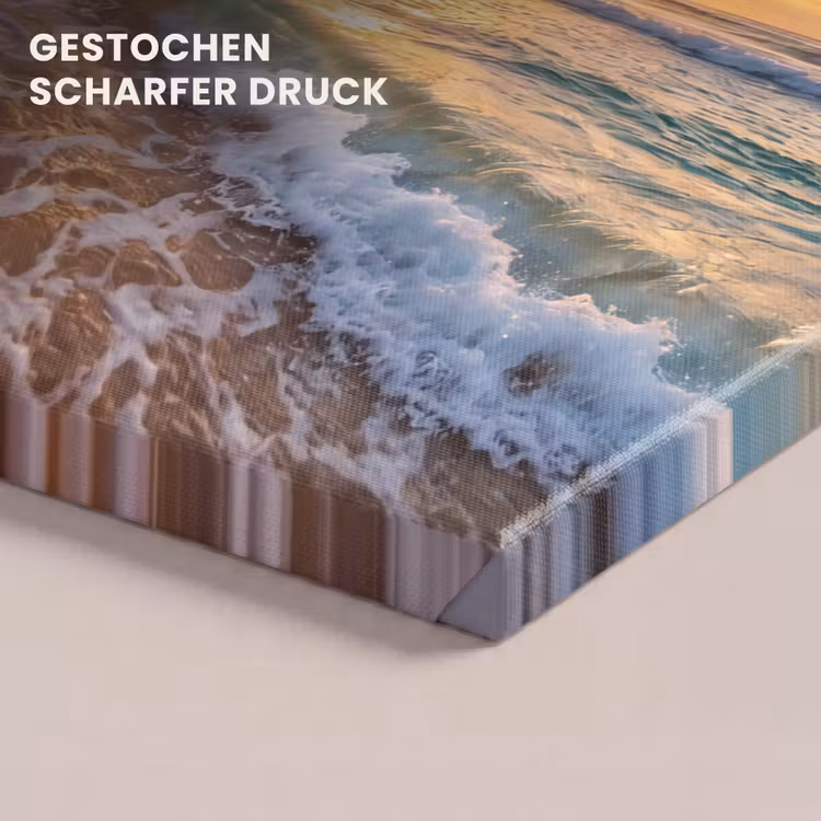 Strand - Zonsondergang - Golven - Natuur - Goud canvas 2cm klein -closeup_print_DE