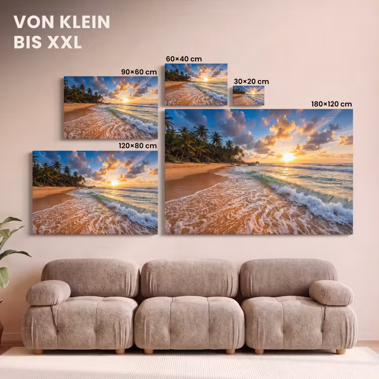 Strand - Zonsondergang - Golven - Natuur - Goud canvas 2cm klein -Xsfeer8_DE