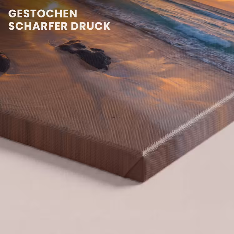 Strand - Zonsondergang - Golven - Natuur - Oranje canvas 2cm klein -closeup_print_DE