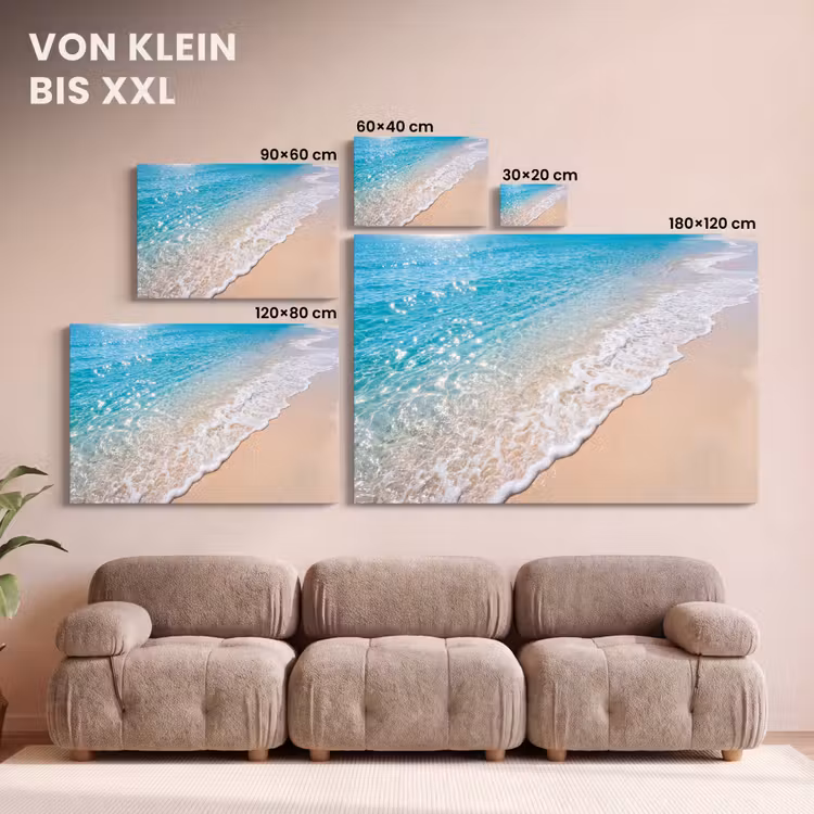 Strand - Water - Natuur - Blauw - Beige canvas 2cm klein -Xsfeer8_DE