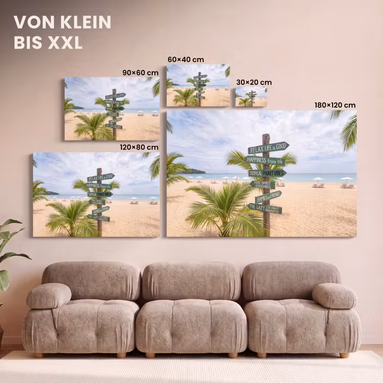Strand - Wegwijzer - Palmen - Tropisch - Groen canvas 2cm klein -Xsfeer8_DE