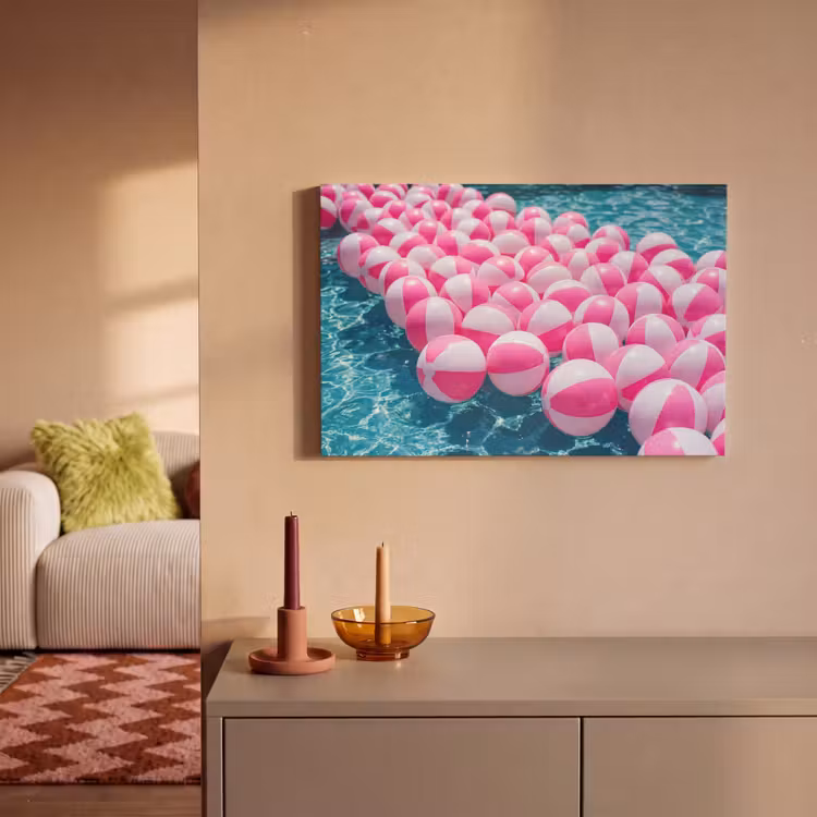 Strandballen - Roze - Water canvas 2cm klein -sfeer1