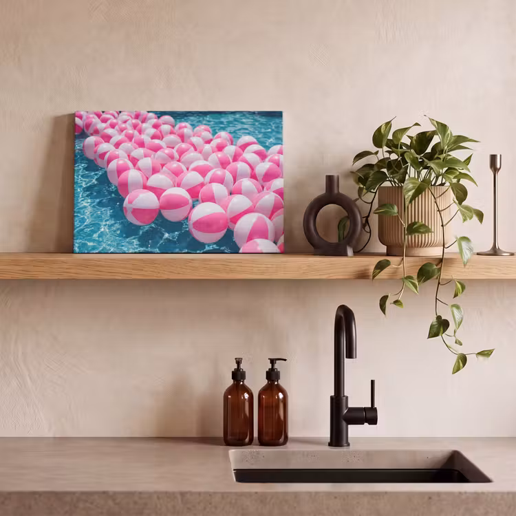 Strandballen - Roze - Water canvas 2cm klein -sfeer3