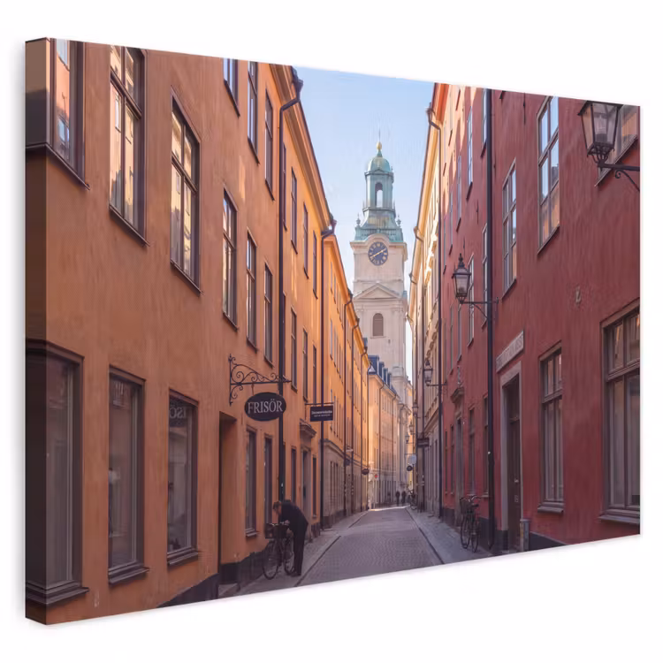 Straat - Klokkentoren - Stad - Architectuur - Historisch canvas 2cm klein -3d