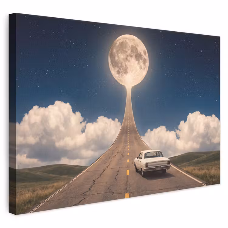 Leinwandbild - Straße – Mond – Nacht - Weg - Maan - Nacht canvas 2cm klein