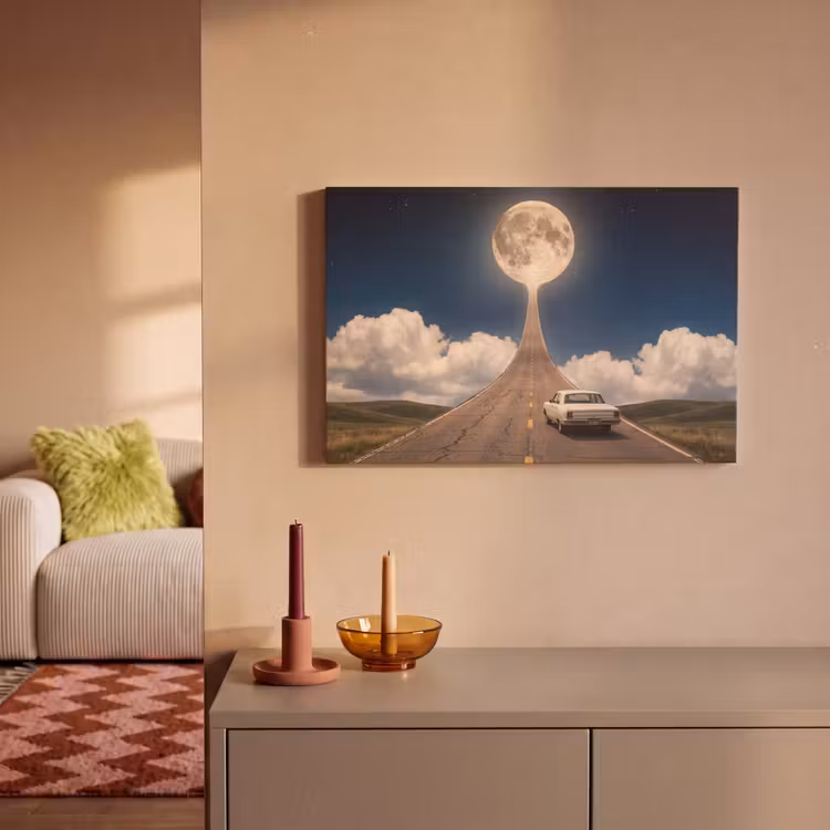 Leinwandbild - Straße – Mond – Nacht - Weg - Maan - Nacht canvas 2cm klein