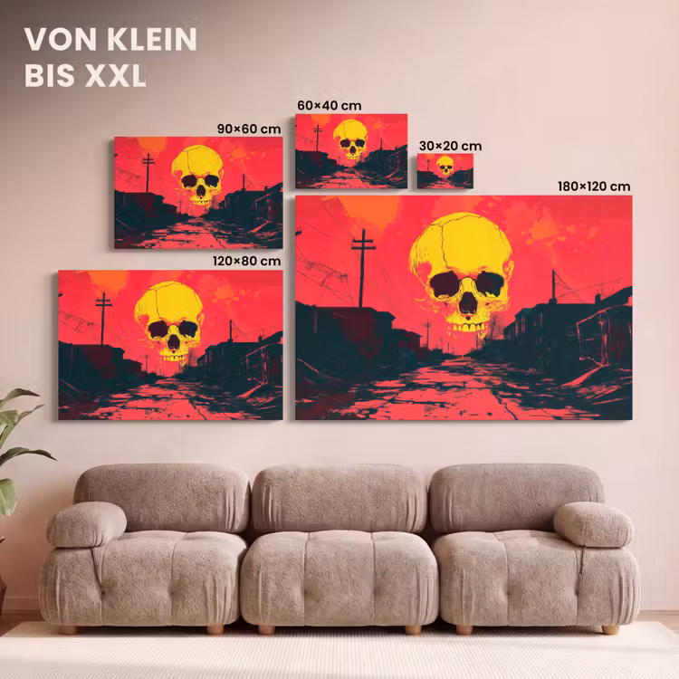 Straat - Verlaten - Schedel - Geel canvas 2cm klein -Xsfeer8_DE