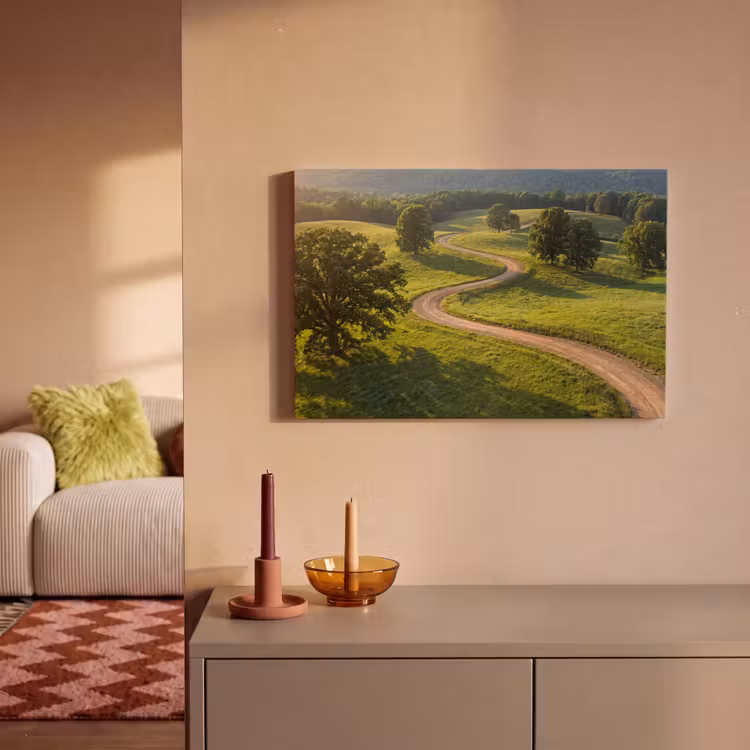 Weg - Weide - Natuur - Groen canvas 2cm klein -sfeer1