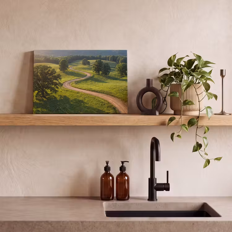 Weg - Weide - Natuur - Groen canvas 2cm klein -closeup_print_DE
