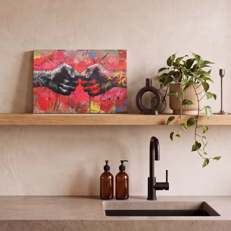 Street art - Handen - Graffiti - Kunst - Banksy canvas 2cm klein -sfeer3