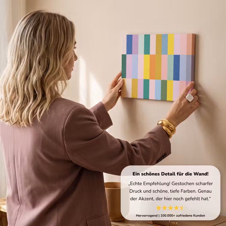 Stroken - Blauw - Patroon - Abstract canvas 2cm klein -sfeer3