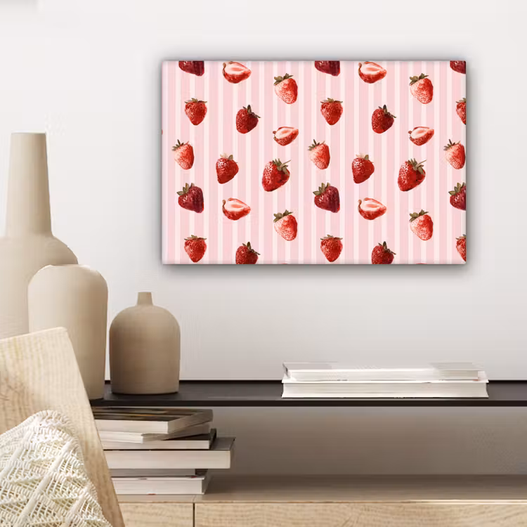 Strepen - Aardbei - Roze canvas 2cm klein 34 -closeup_print_DE