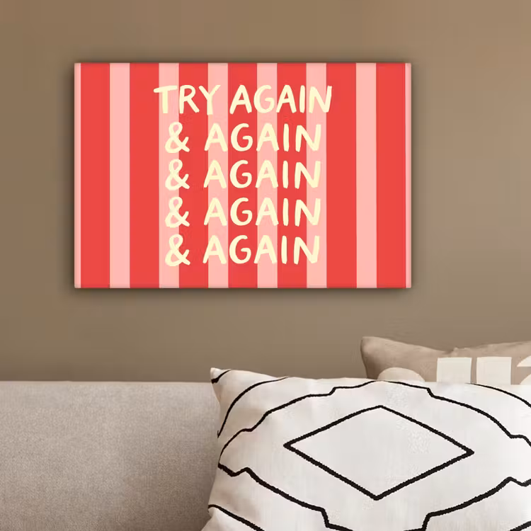 Strepen - Rood - Try again canvas 2cm klein -closeup_print_DE