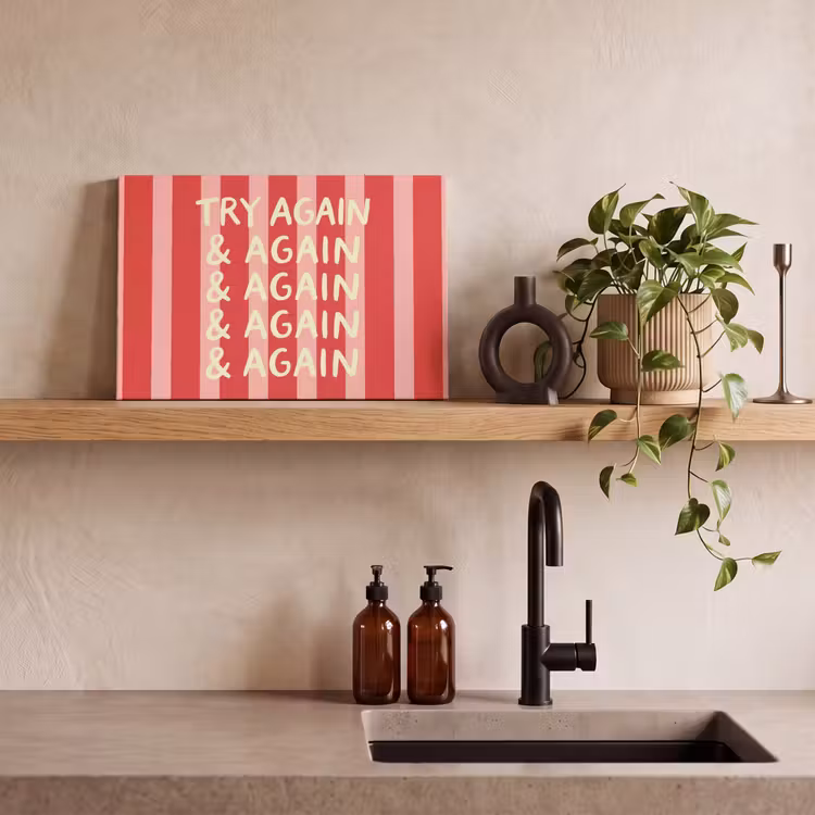 Strepen - Rood - Try again canvas 2cm klein -uniquesellingpoint_afwerking-onlywow_DE