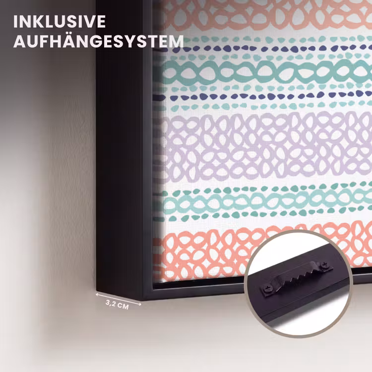 Strepen - Zomer - Kleuren Canvas met baklijst klein 1124 -closeup_ophangsysteem_DE