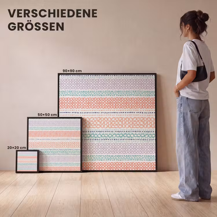 Strepen - Zomer - Kleuren Canvas met baklijst klein 1124 -comparison_formatenoverzicht_DE