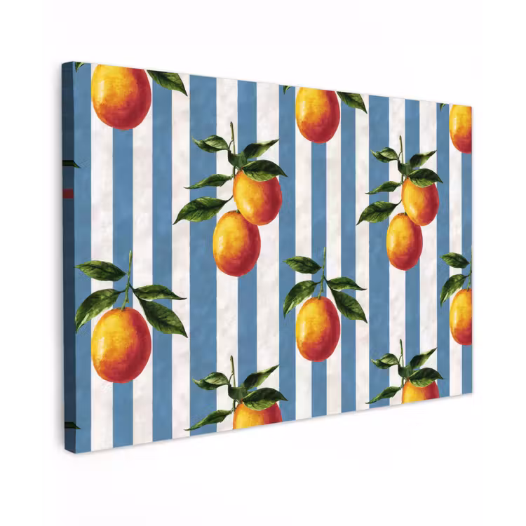 Strepen - Citroen - Blauw canvas 2cm klein 34 -z3d