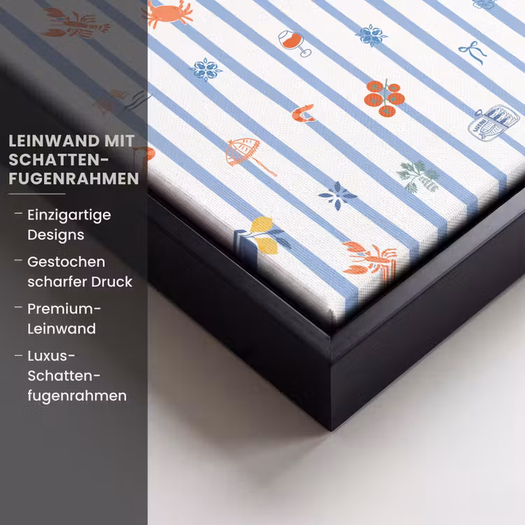 Strepen - Blauw - Patroon - Zomer Canvas met baklijst klein 1124 -uniquesellingpoint_productkenmerken_DE