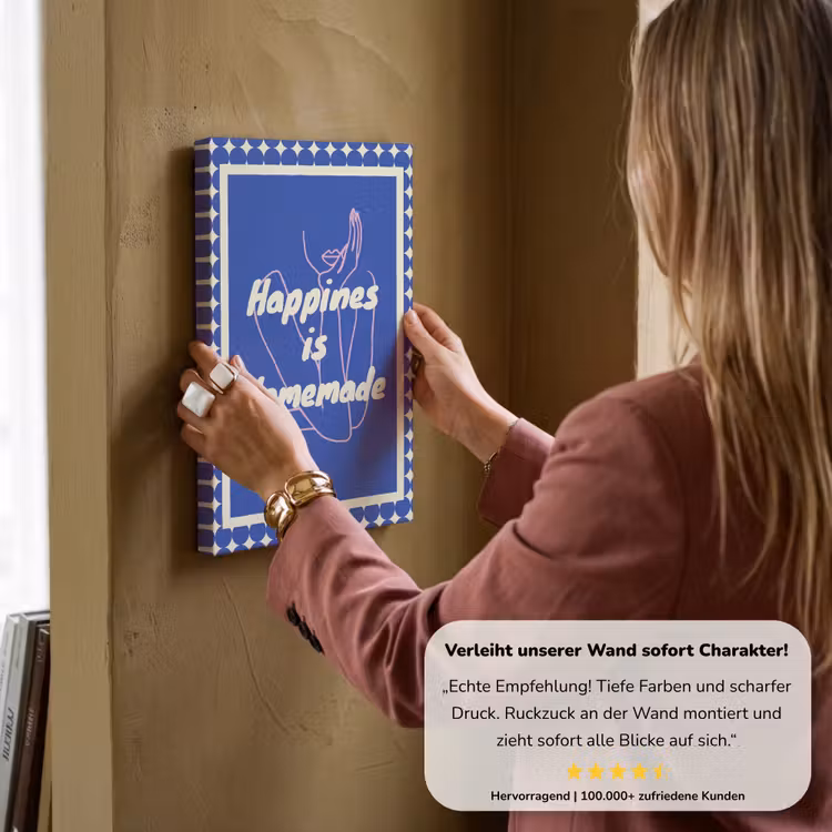 Lijntekening - Vrouw - Quote - Blauw canvas 2cm klein -Xsfeer7_DE
