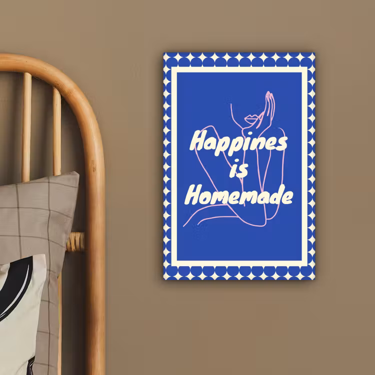 Lijntekening - Vrouw - Quote - Blauw canvas 2cm klein -sfeer3