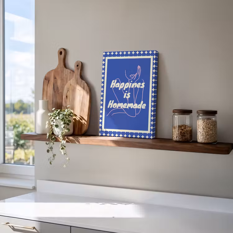 Lijntekening - Vrouw - Quote - Blauw canvas 2cm klein -atmosphere_sfeer3_global