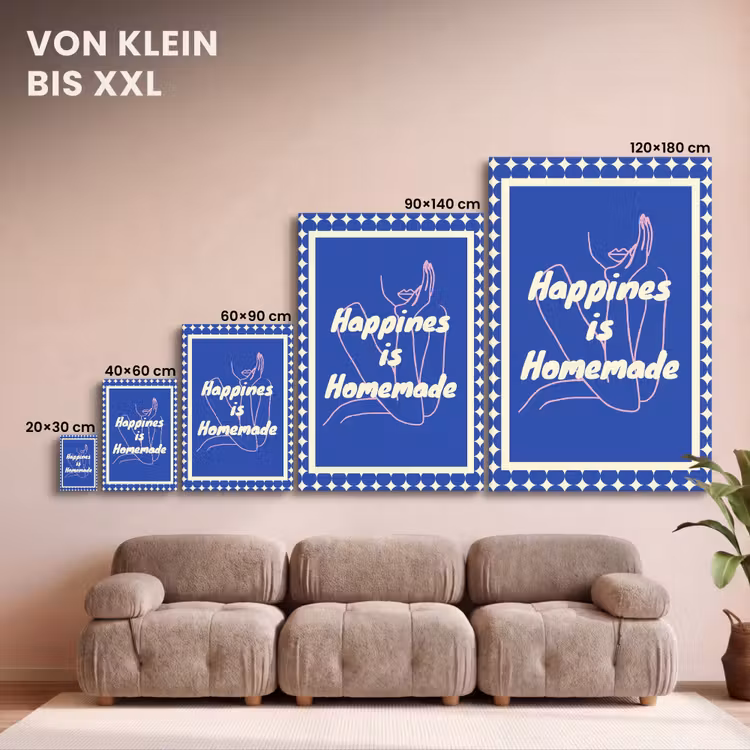 Lijntekening - Vrouw - Quote - Blauw canvas 2cm klein -Xsfeer8_DE