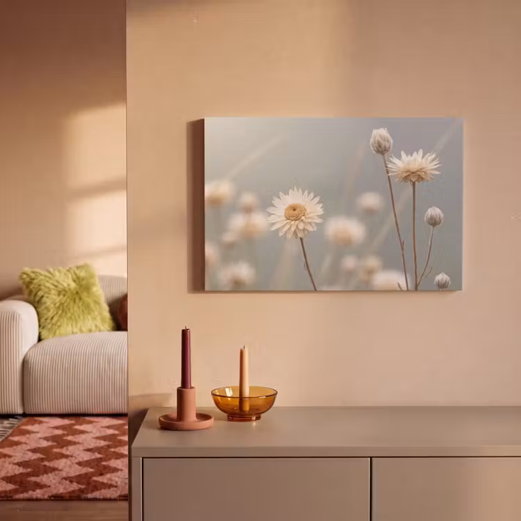 Strobloemen - Wit - Daglicht canvas 2cm klein -sfeer1