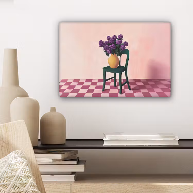 Stoel - Vaas - Bloemen - Geblokt canvas 2cm klein -closeup_print_DE