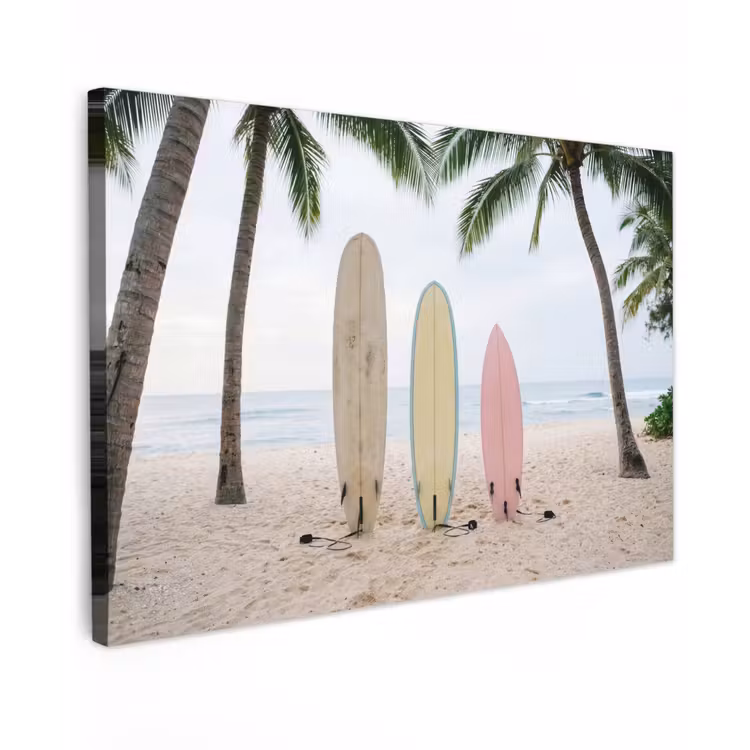Surfboard - Palmbomen - Kleurrijk canvas 2cm klein -z3d
