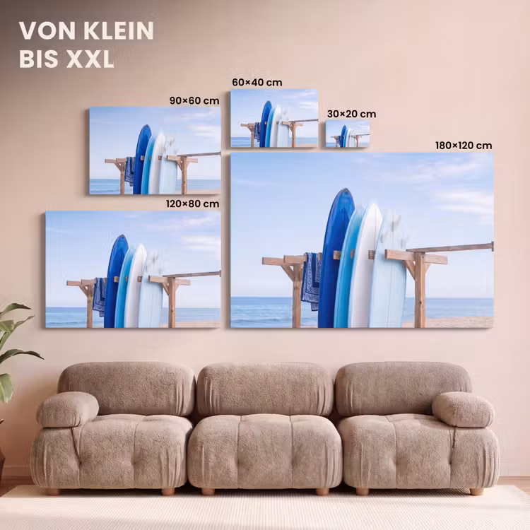 Surfplank - Strand - Zomer - Blauw - Water canvas 2cm klein -Xsfeer8_DE