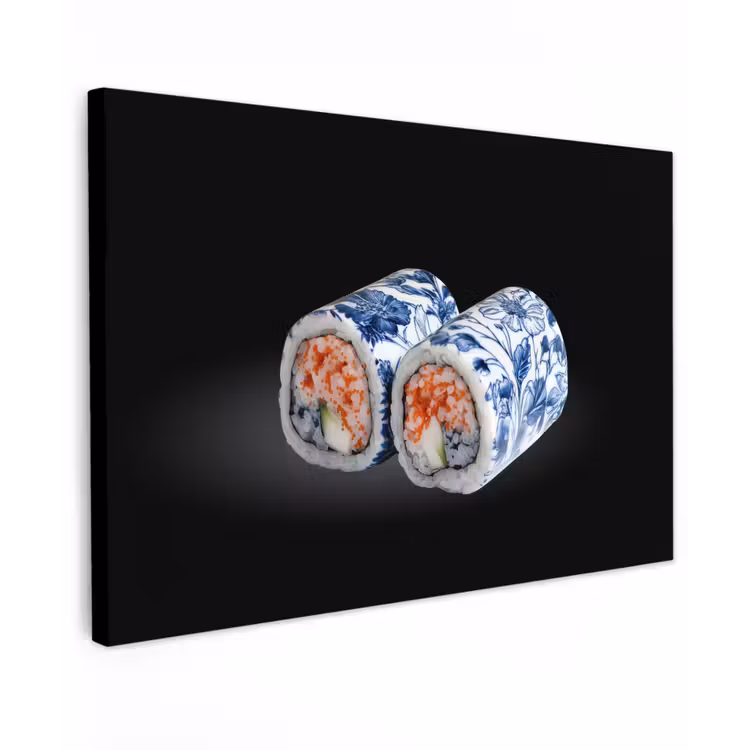 Sushi - Delfts blauw - Rijst - Vis - Elegant canvas 2cm klein -z3d