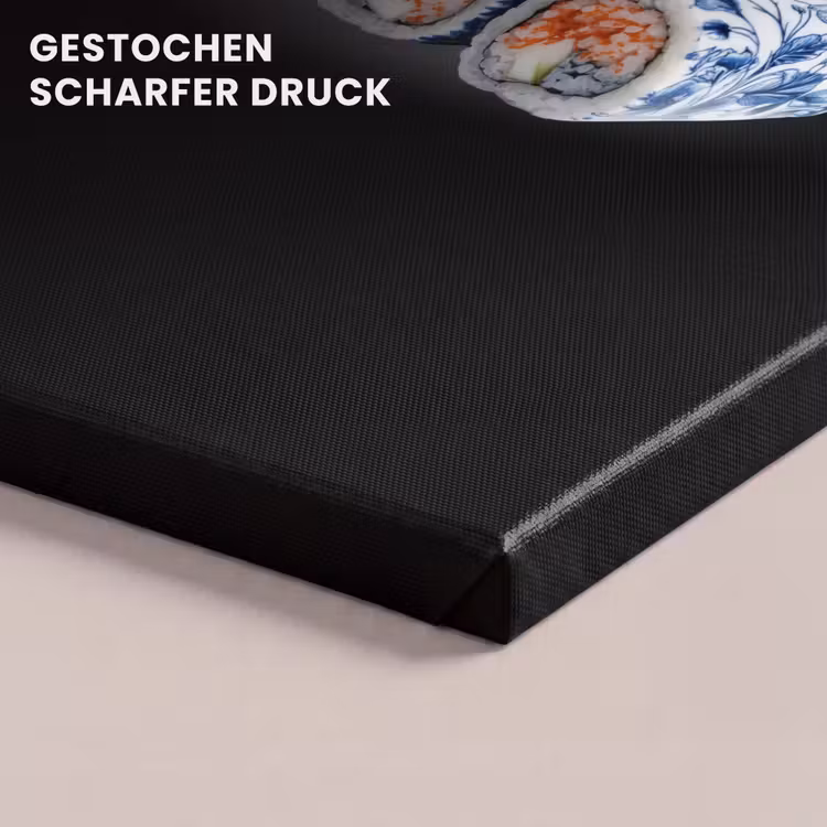 Sushi - Delfts blauw - Rijst - Vis - Elegant canvas 2cm klein -uniquesellingpoint_afwerking-onlywow_DE
