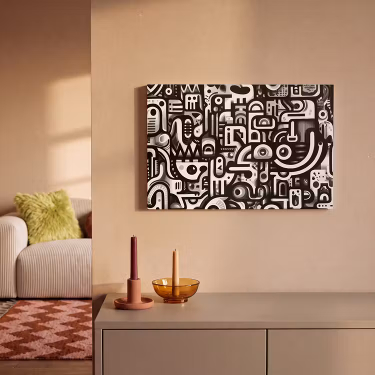Symbolen - Abstract - Grafisch - Zwart canvas 2cm klein -sfeer1