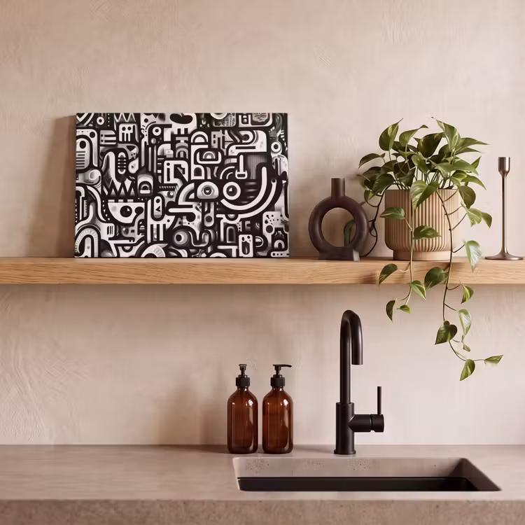 Symbolen - Abstract - Grafisch - Zwart canvas 2cm klein -sfeer3