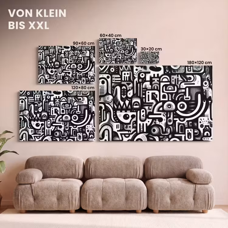 Symbolen - Abstract - Grafisch - Zwart canvas 2cm klein -Xsfeer8_DE