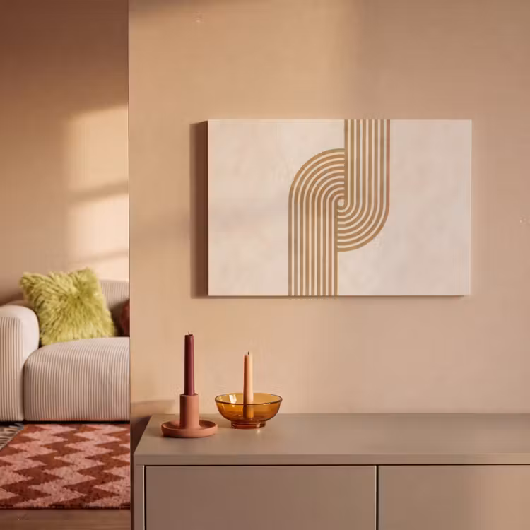 Symmetrische bocht - Koperkleurig canvas 2cm klein -sfeer1